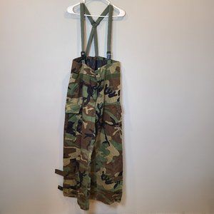 Military Overall Pant Woodland Camo Cargo Chemical Protective NFR Mens Medium